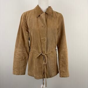VTG | Rouge Helium Tan Suede Button-Front Tie-Waist Jacket